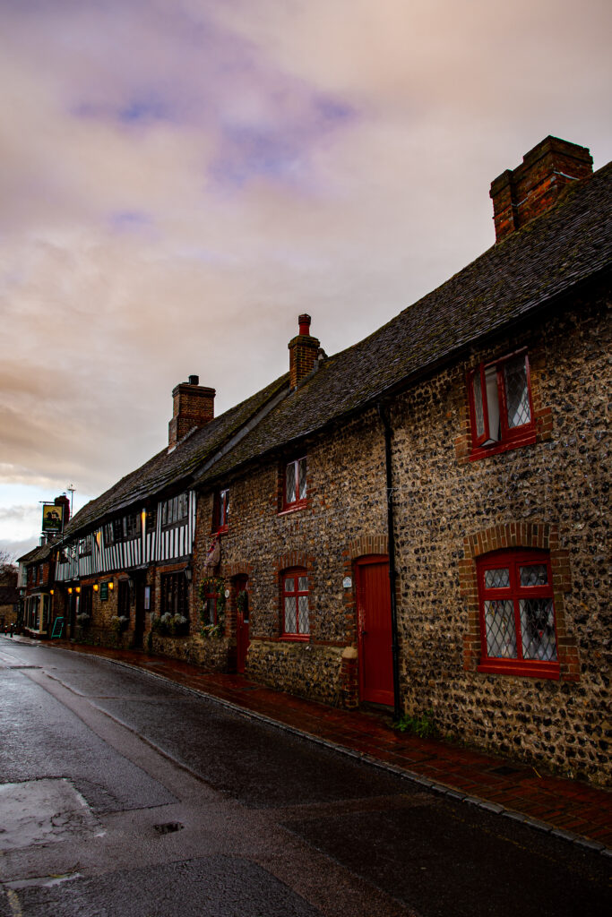 Historic street in Alfriston, East Sussex. 